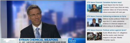 CTV interview with Jacqueline Milczarek about the use of chemical weapons in Syria, 26 April 2013